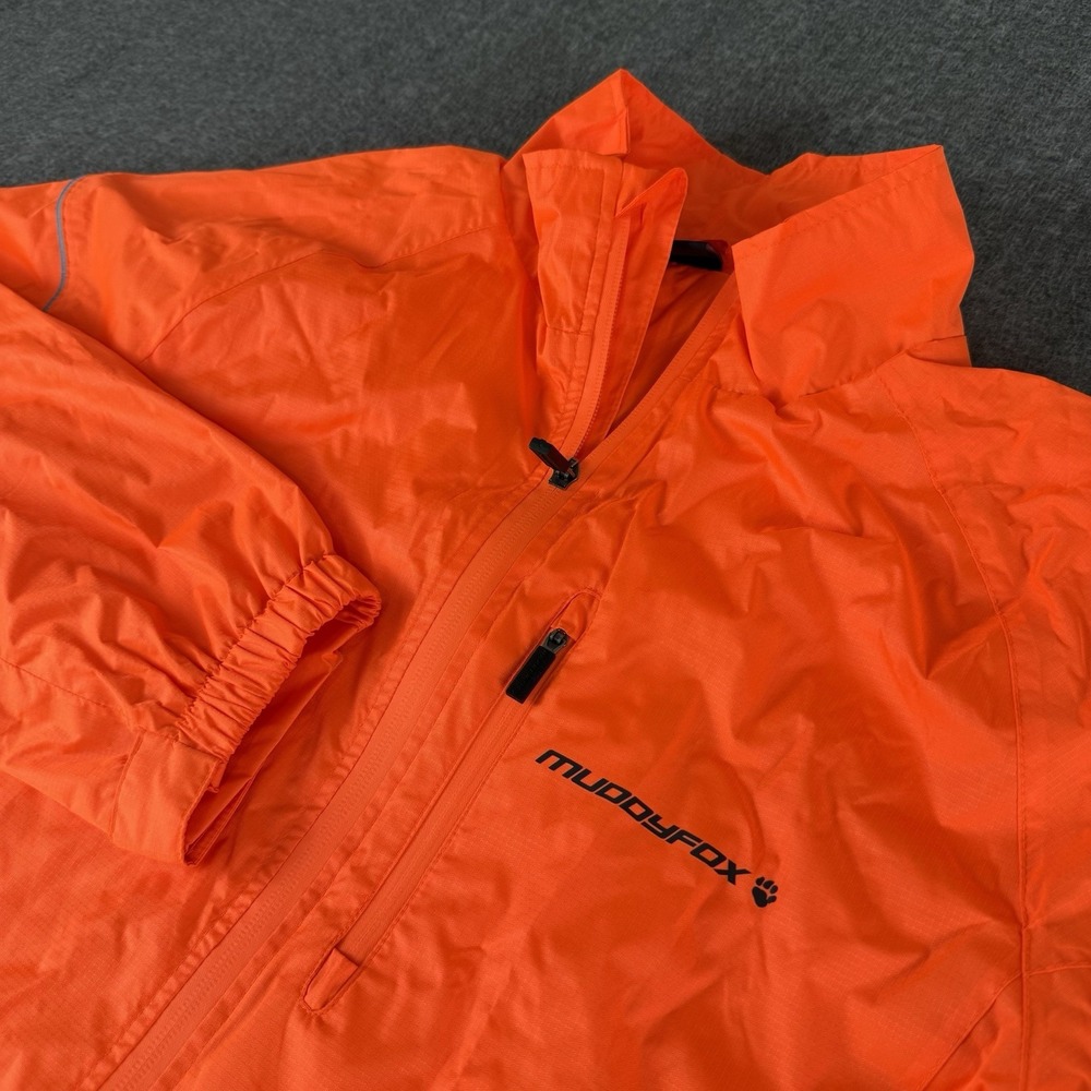 Muddyfox Mens Small Orange Hi Vis Cycling Jacket Windbreaker Reflective Full Zip